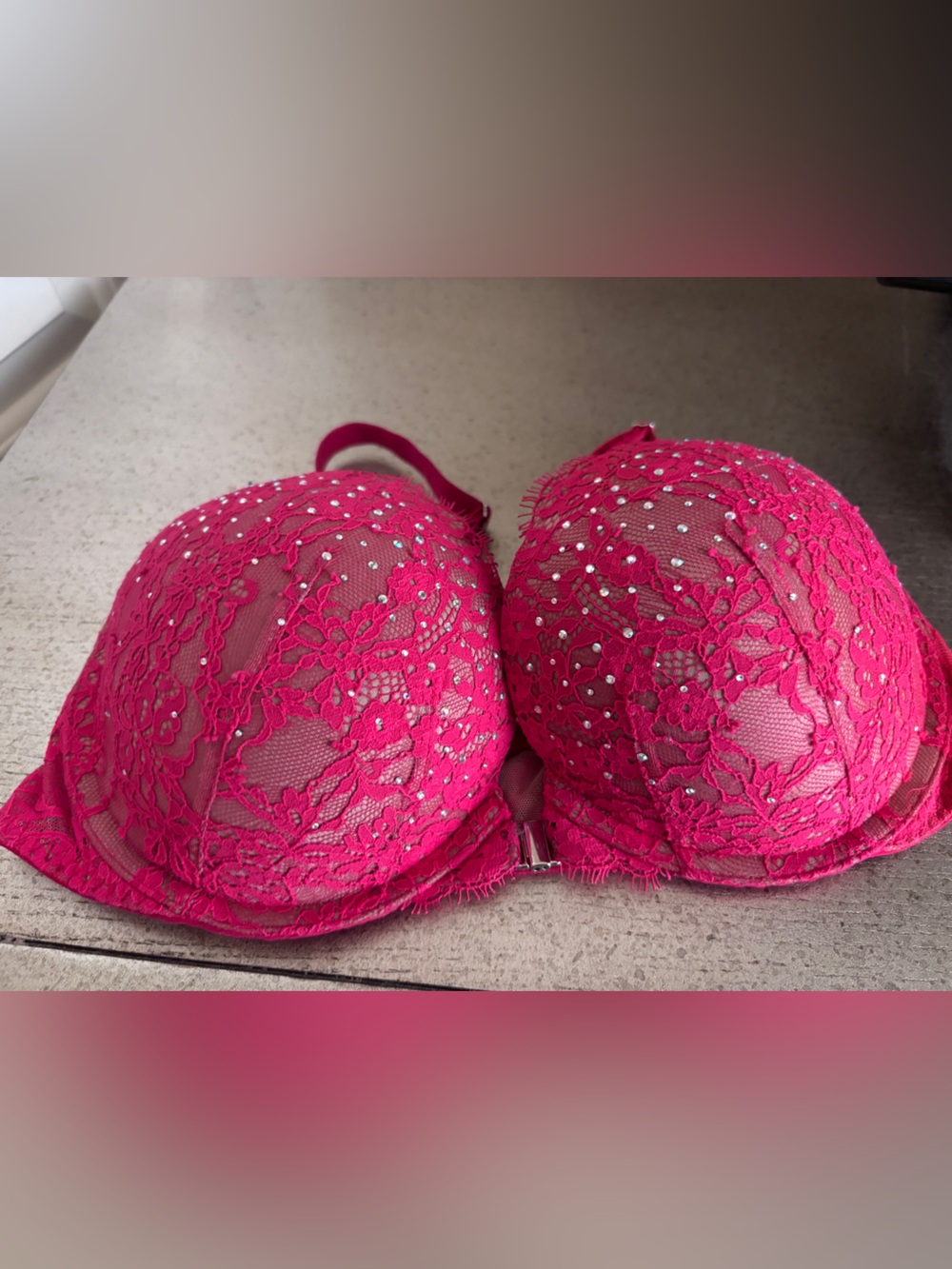 Victoria’s Secret Red Lace Embellished Push-Up Bra